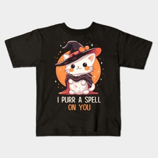 Funny Cat Pun Witch Spell Graphic Men Kids Women Halloween Kids T-Shirt